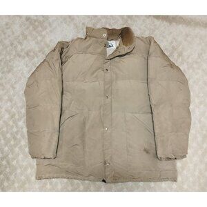 Vintage Woolrich Men's XL Goose Down Puffer Jacket Tan Beige 60/40 Parka Coat
